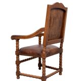 Dutch 19th Century Oak Baroque open Arm Chair