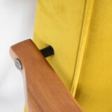 Polish vintage armchair "Fox" designed by H. Lis, fully renovated, 60s, yellow velvet-golden autumn