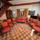 Empire lounge set: gondola bench with 4 legs + 6 matching armchairs