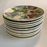10 fruit decoration plates - St Clément - Barbotine - diam.21