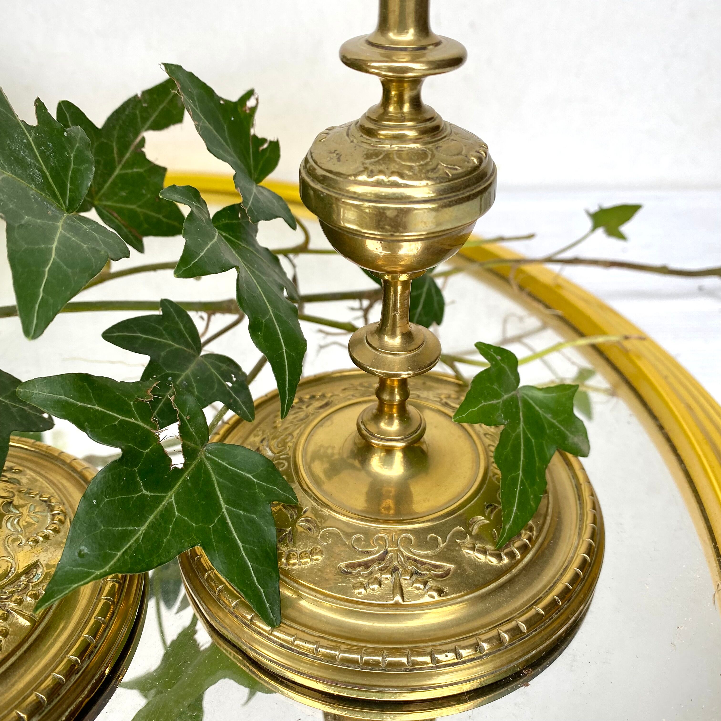 Golden brass candle holders