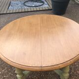 Table à manger vert de gris et bois