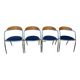 Lot de 4 chaises avec accoudoir Effezeta chrome tissu bleu et bois an2000