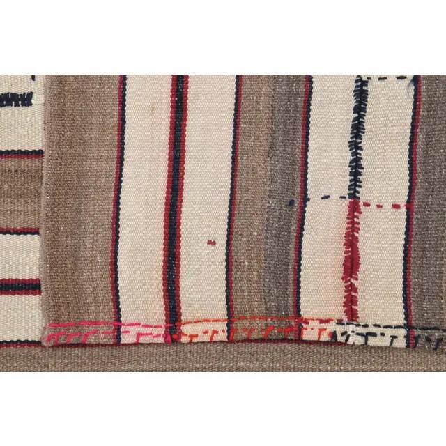 Vintage Turkish Oushak handmade wool cotton brown kilim area rug 166x230