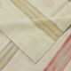 4x4 Cream Pale Red Square Vintage Kilim Rug, 136x142Cm