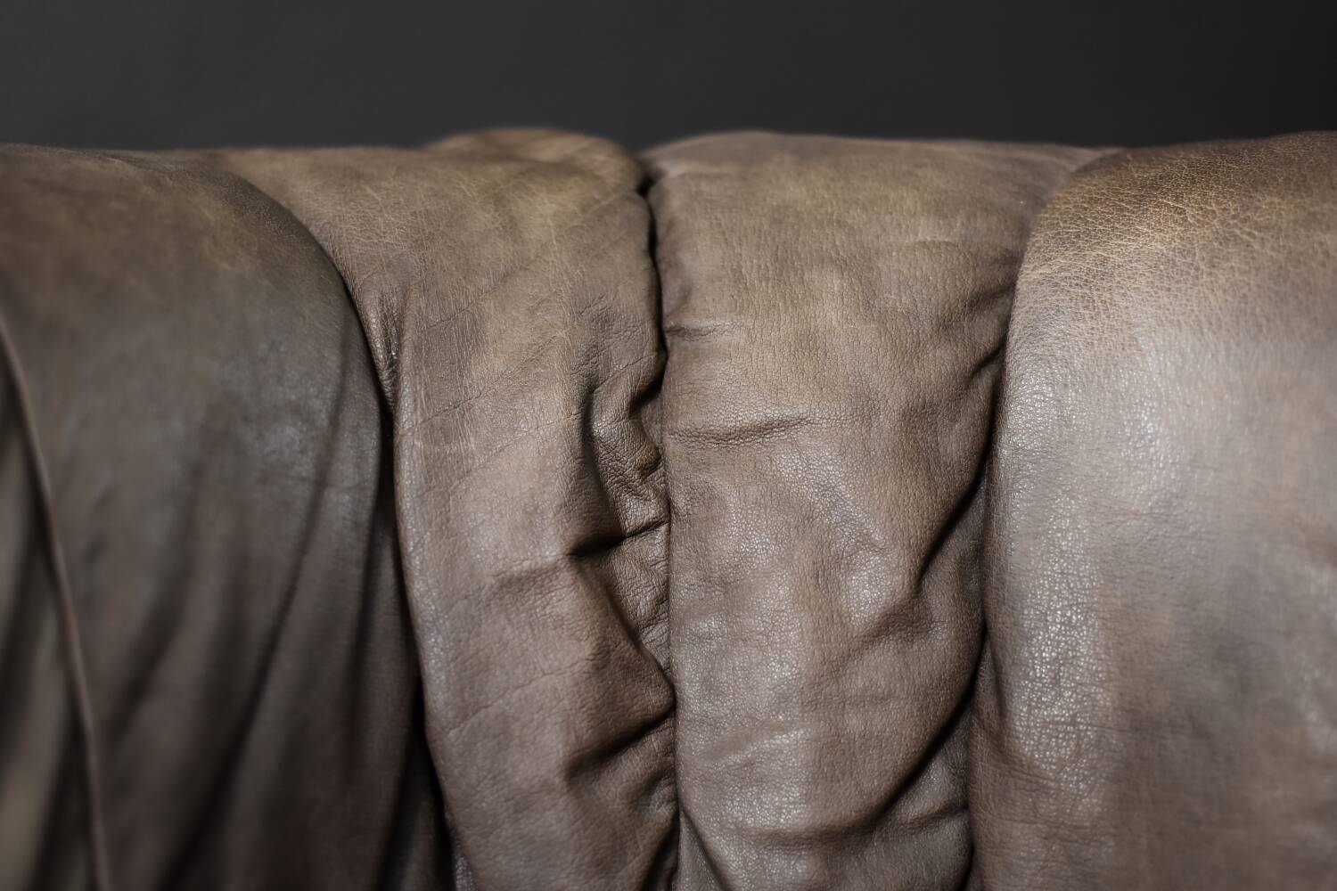 Vintage Mid-Century Modern German Brutalist 2-Seater Brown Leather Bed Sofa