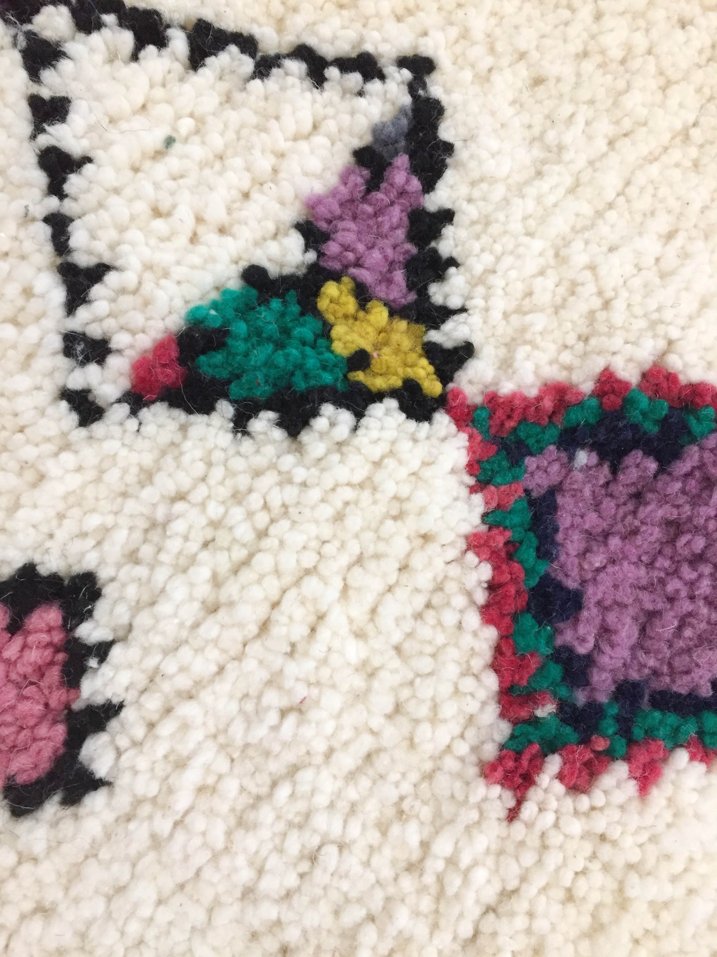 Moroccan Berber carpet azilal ecru with colorful patterns 164x123cm