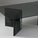 Black veined marble coffee table with smoked glass top, Italy 1970