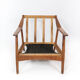 Fauteuil en chêne et rembourré de tissu rouge, conçu par H. Brockmann Pedersen, années 1960