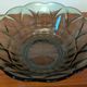 Vintage green smoked glass coupe with geometric decoration.