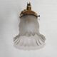 French Vintage Brass Single Wall Light Patterned Frilled Glass Shade