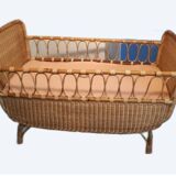 1960s rattan baby bed