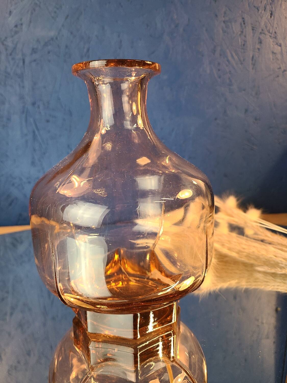 Small old vase in transparent Old Rose glass - early 20th century