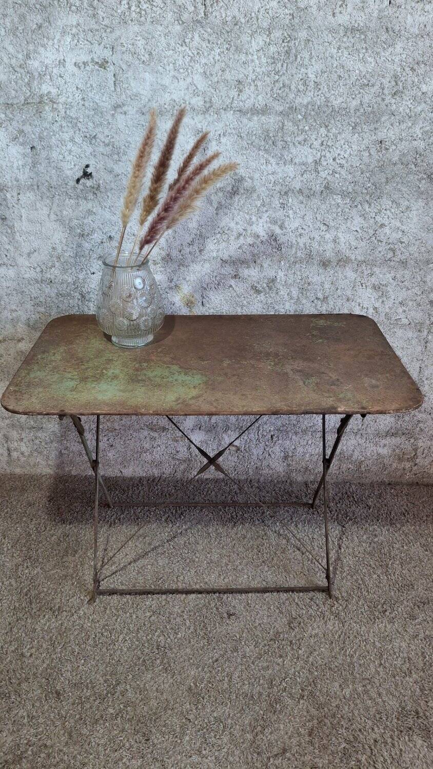 Table de jardin pliante bistrot fer vintage début XXe