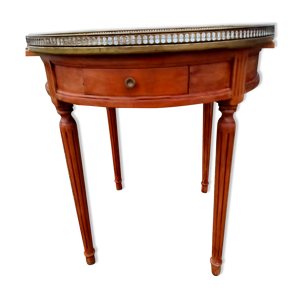 Table bouillotte ancienne plateau marbre style Louis XVl