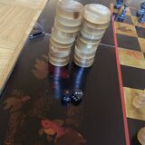 Chessboard and backgammon in lacquer and horn