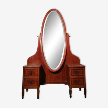 Oval mirror dressing table