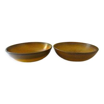 Pair of jattes or round stoneware salad bowls