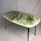 Vintage coffee table legs compass & wooden top marble effect 1970/1980