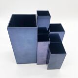 Modular metal vases – petrol blue, 1980s