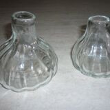 Set of 2 transparent blown glass vases