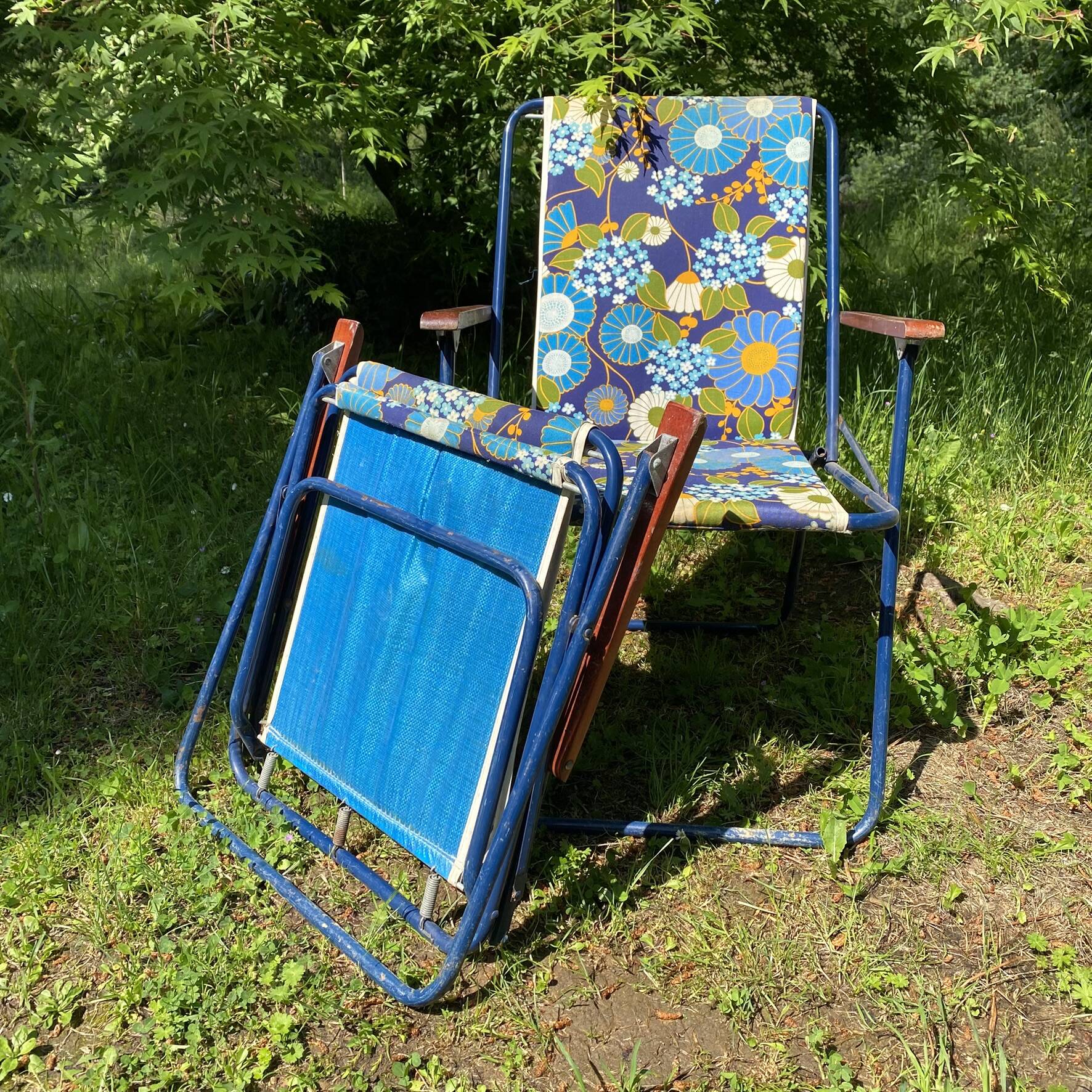 Chaises de camping pliantes années 70 , chaises de jardin