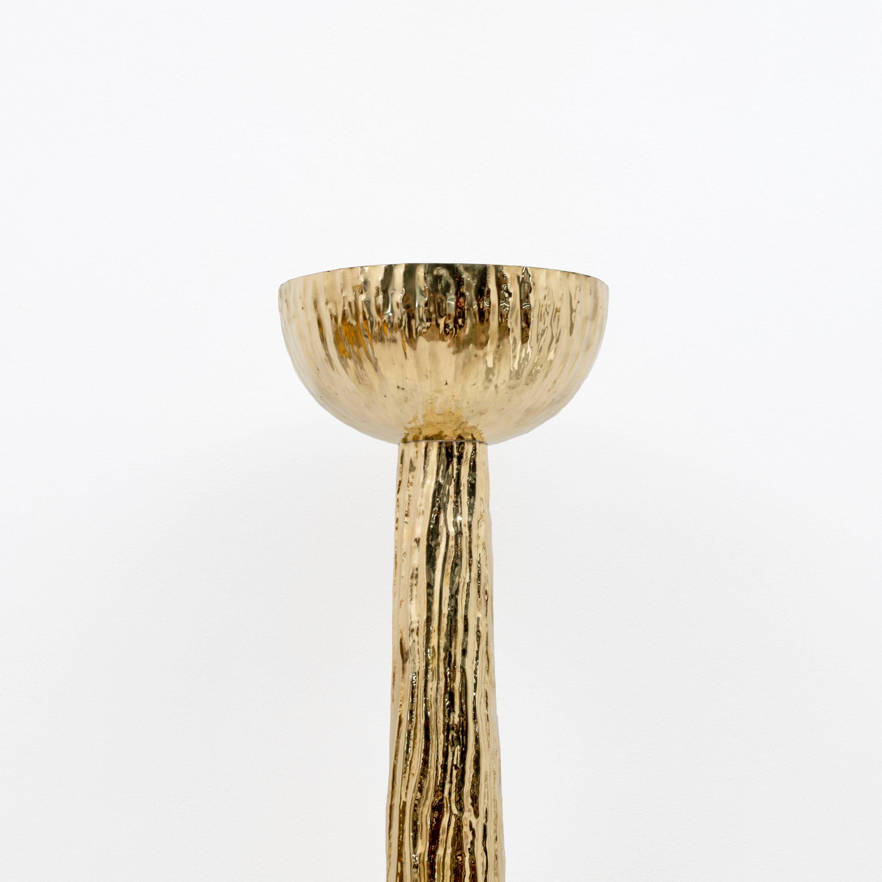 Hammered Brass Floor Lamp Torchère Style, Italy