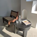 Quadripod coffee table in black monoxyl solid wood