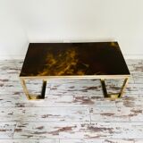 Table basse à piétement doré à plateau réversible circa 70