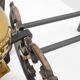 Pair of French Brass Firedogs and Wrought Iron Fireplace Grate, 20th Centur