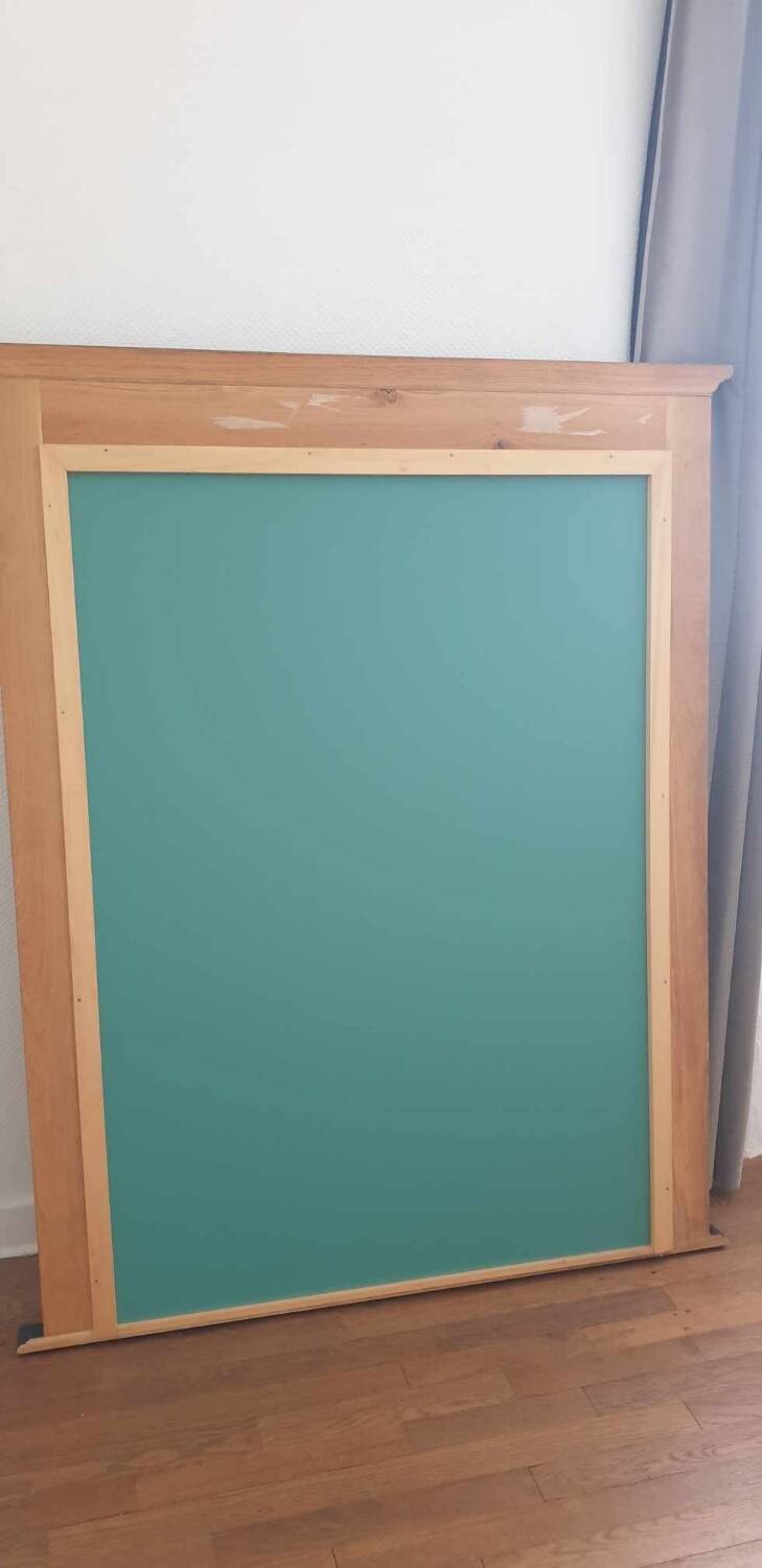 Large Trumeau Mirror XXL in Solid Oak and Black Cornice – 157x128