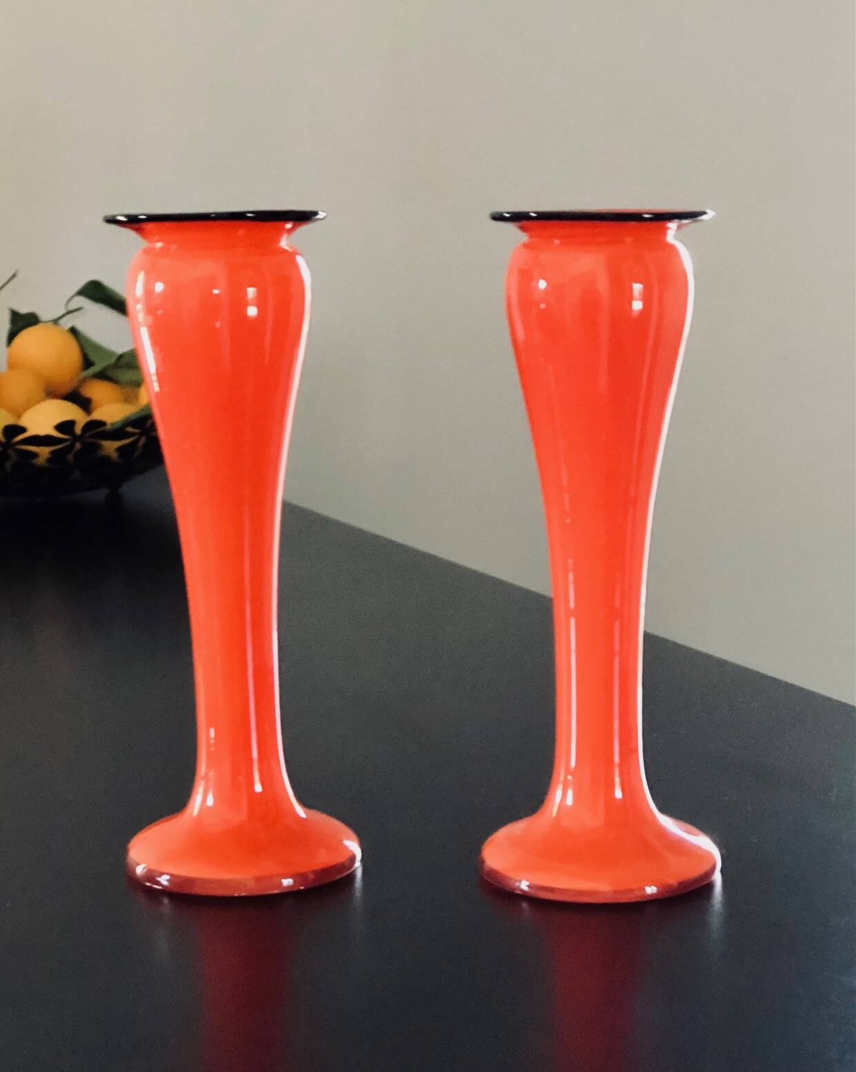 Pair of narrow-necked (or tulip-shaped) vases, 1970s