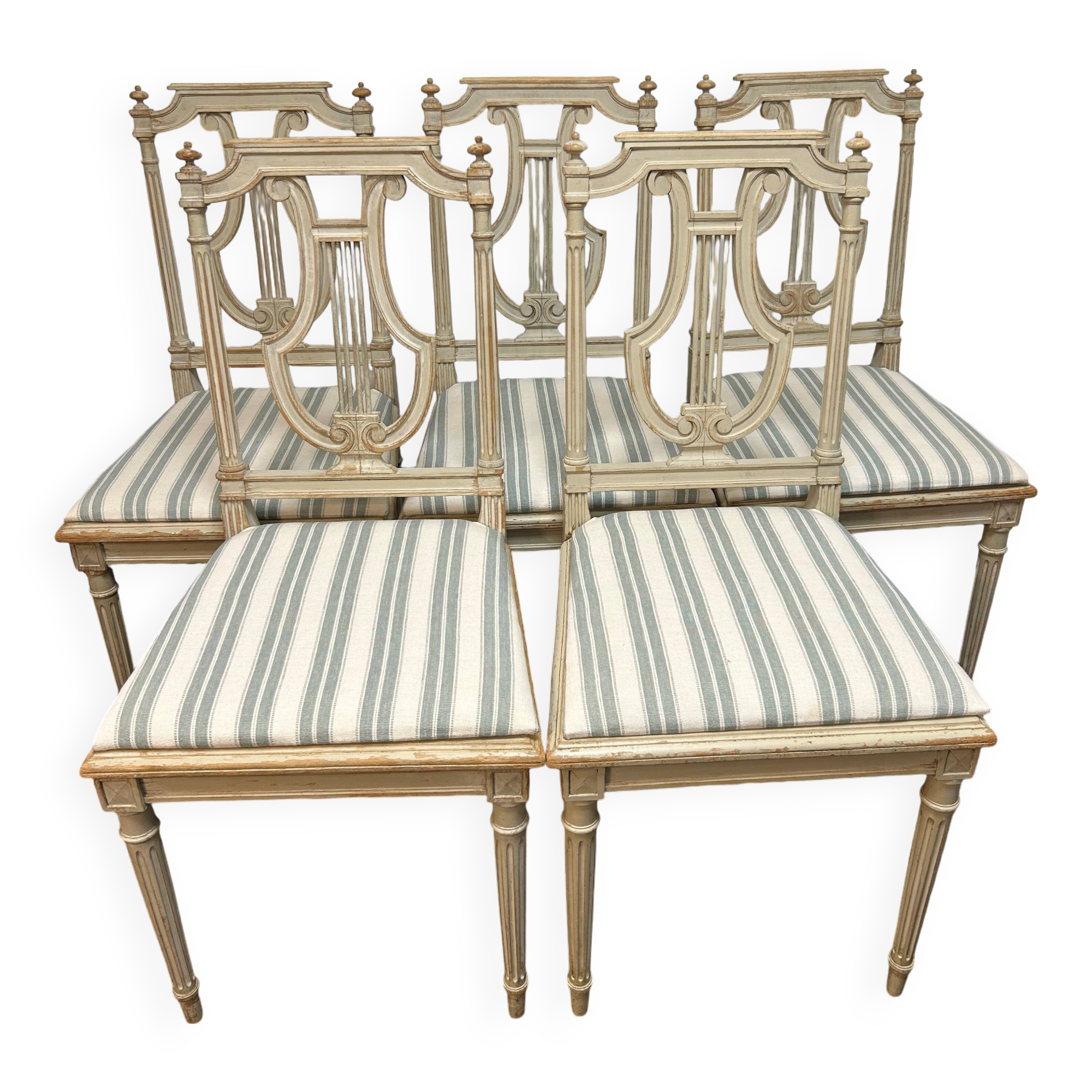 Set of 5 Louis XVI style beech chairs