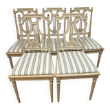 Set of 5 Louis XVI style beech chairs