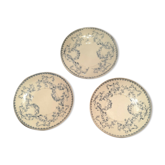 Set of 3 under cups in Earthenware Sarreguemines model Mozart