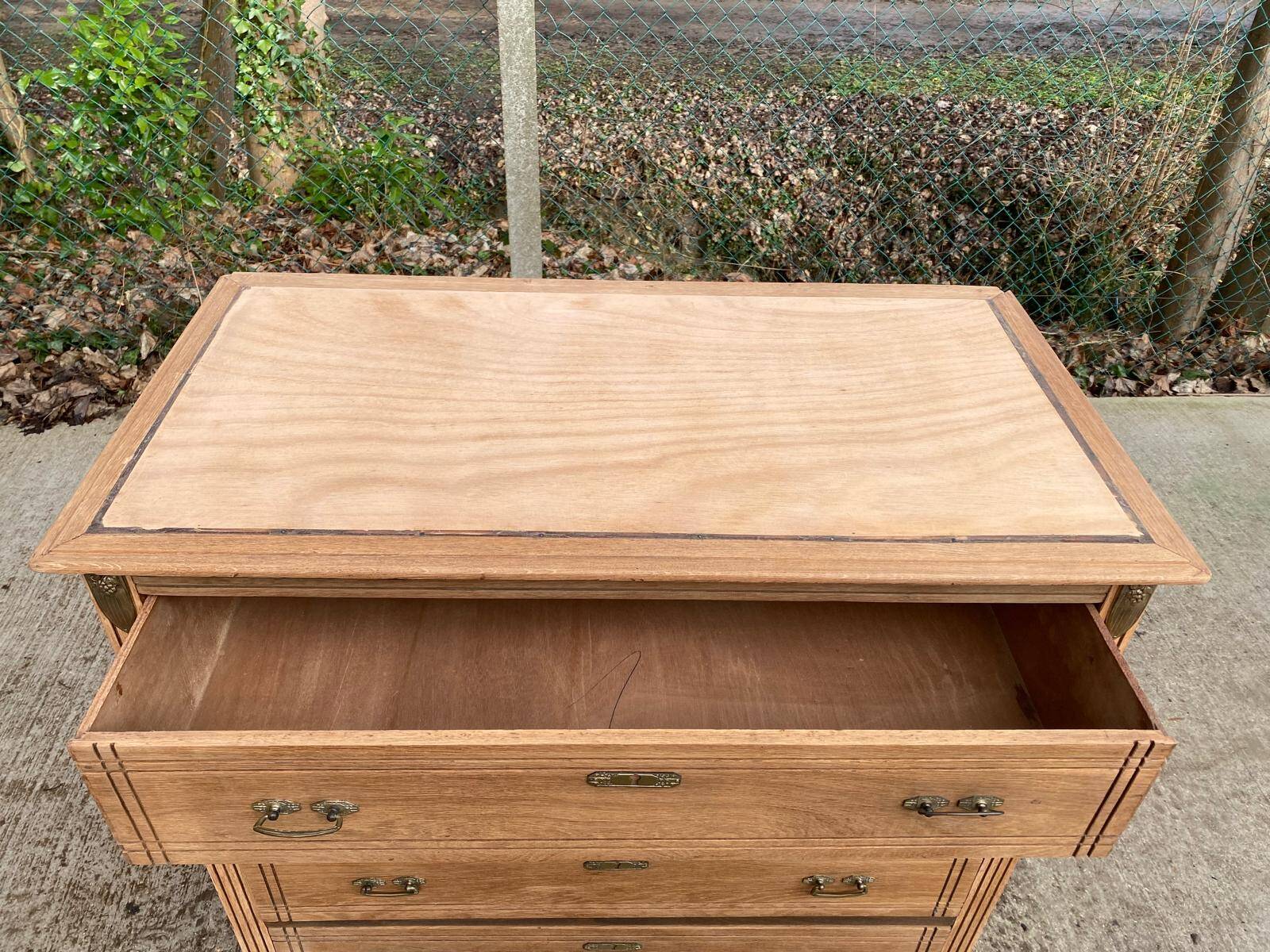 Commode style empire rénovée en chêne brut 4 tiroirs