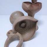 Pair of vintage “heart” sandstone candlesticks