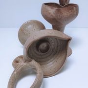 Pair of vintage “heart” sandstone candlesticks