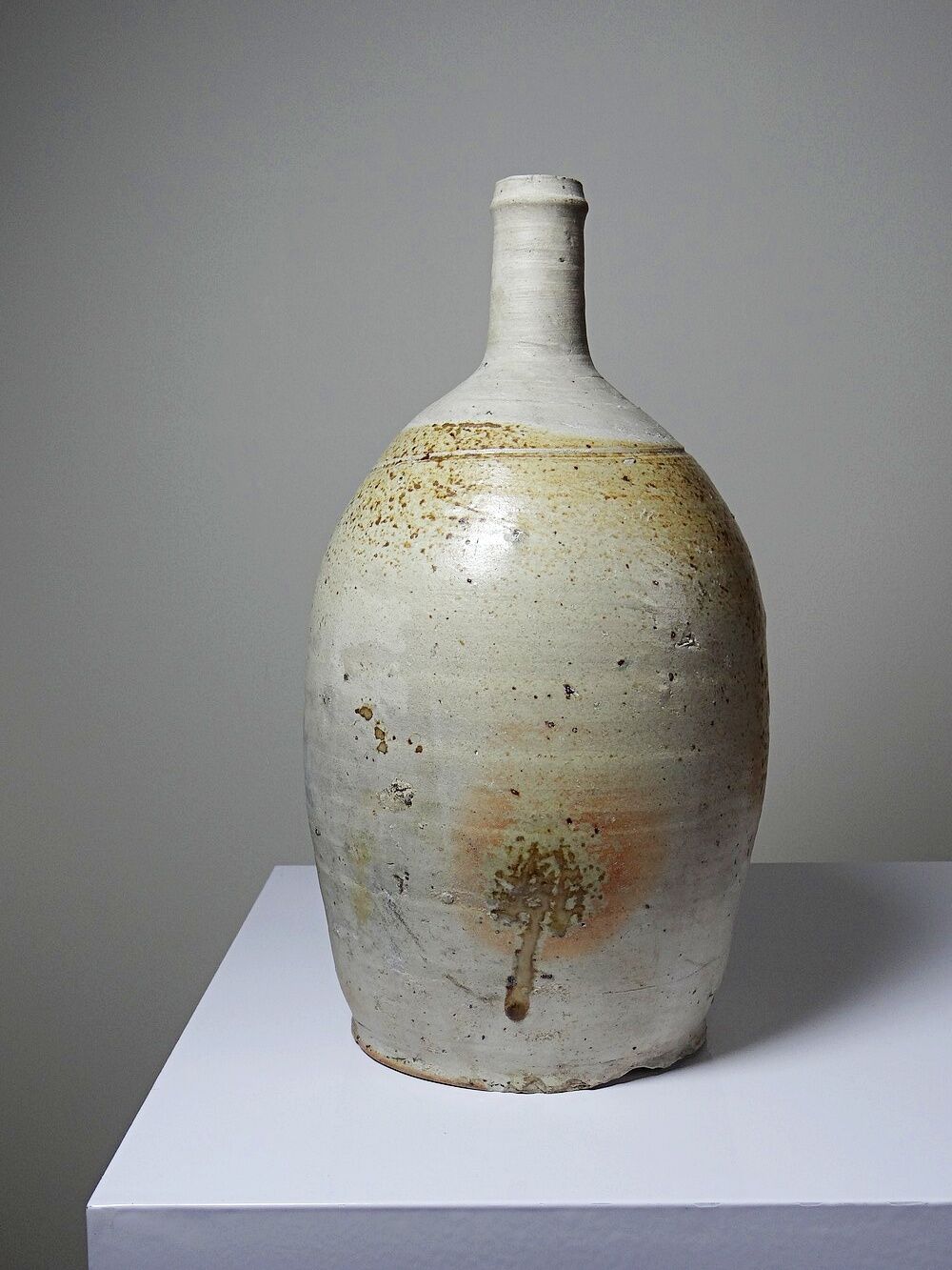 Bonbonne ancienne en grès de Puisaye émaillé, artisanat fin XIXe début XXe