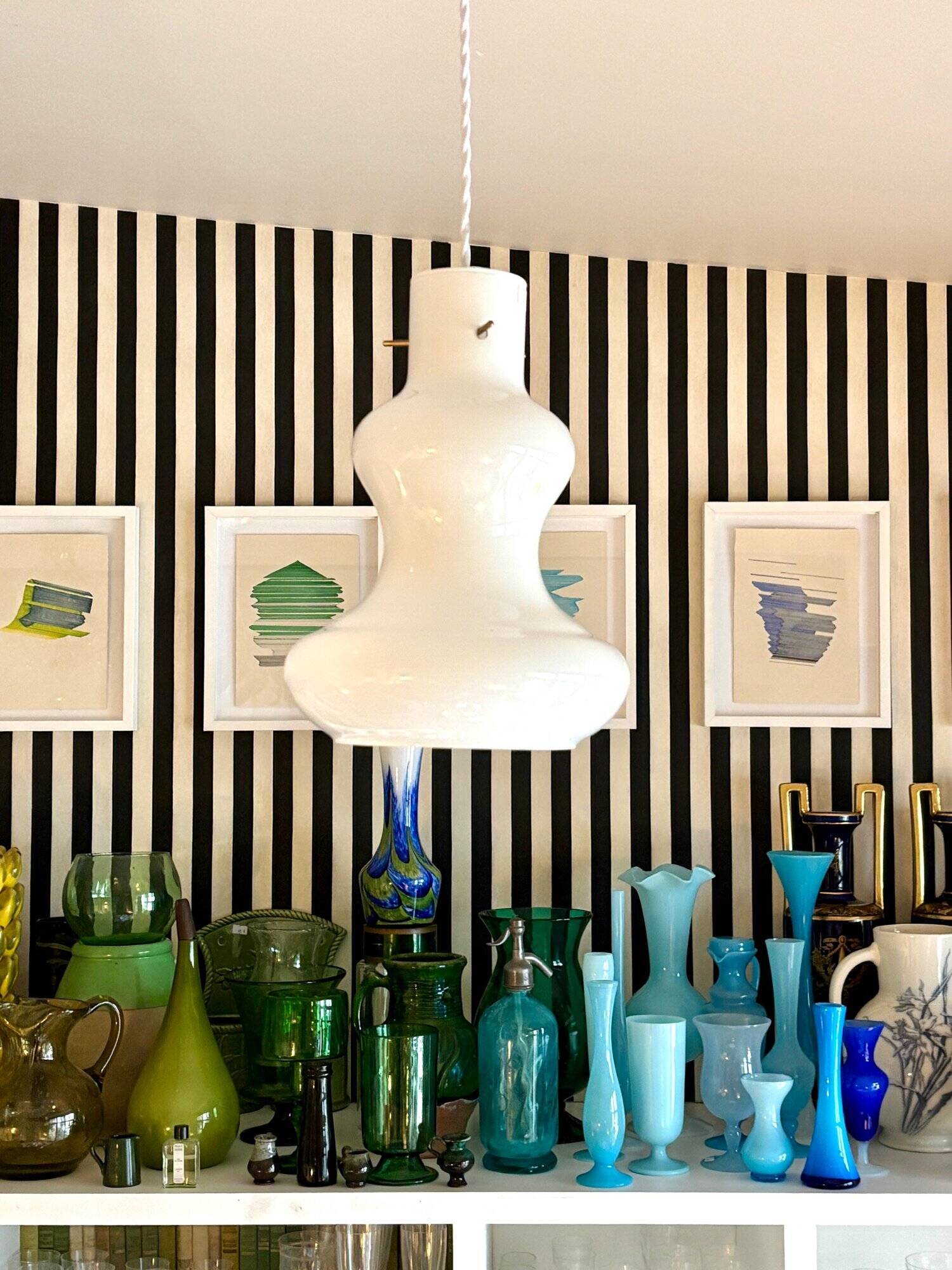 White opaline pendant lamp by Massimo Vignelli for Gino Vistosi, Murano