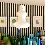 White opaline pendant lamp by Massimo Vignelli for Gino Vistosi, Murano