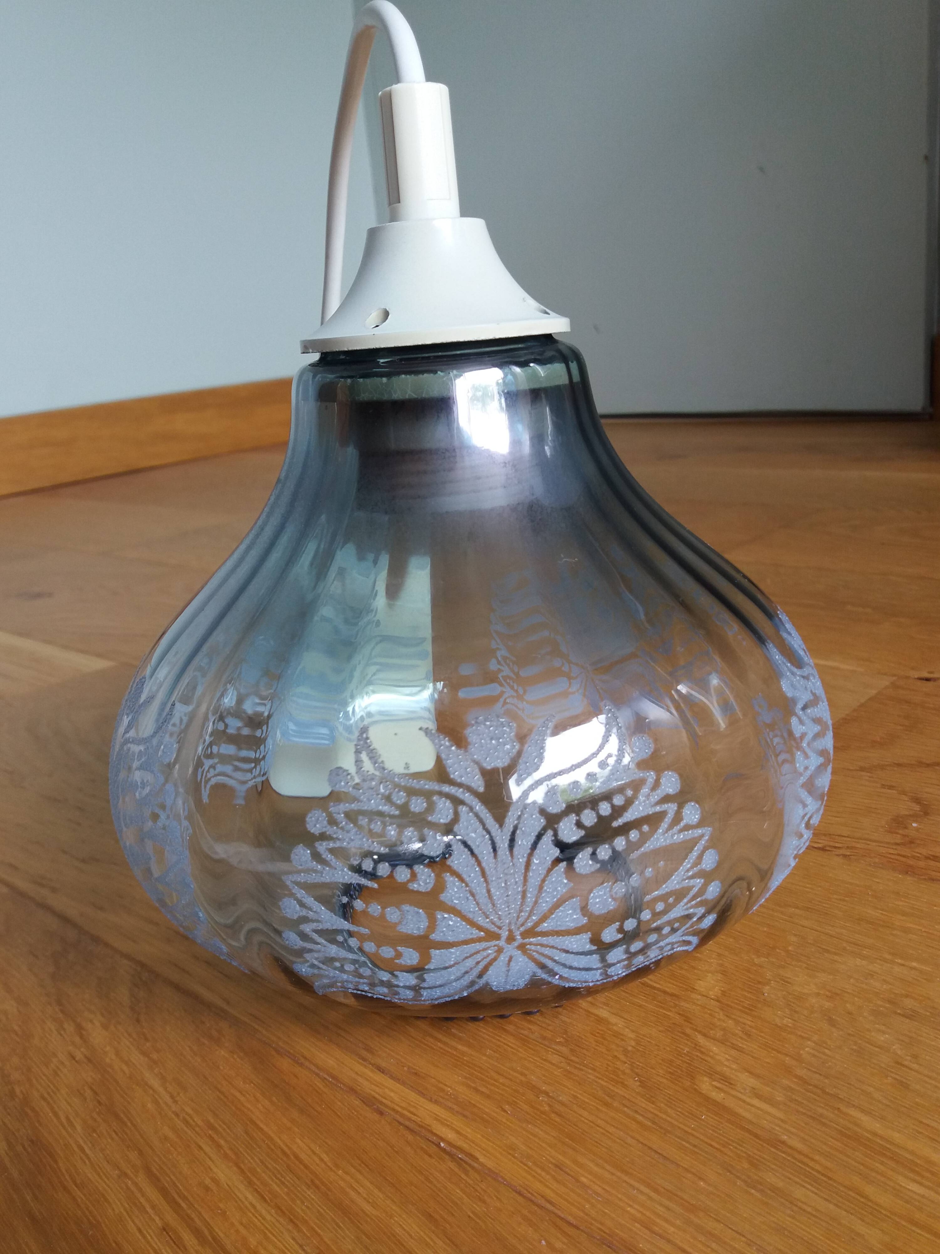 Blue glass tulip pendant light