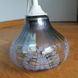 Suspension tulipe verre bleuté