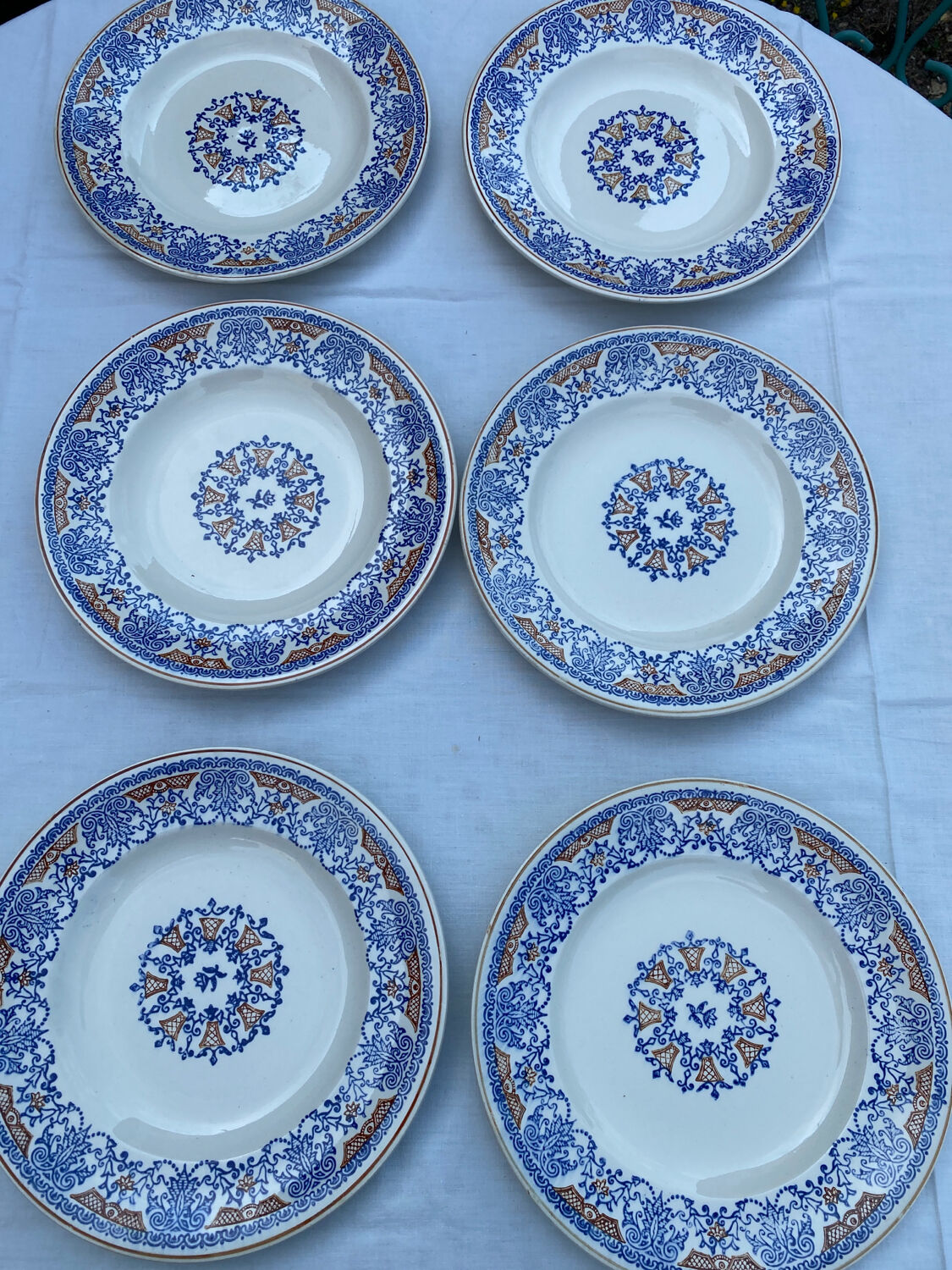 6 assiettes plates Longwy Rouennais
