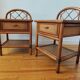 Pair of vintage rattan and cane bedside tables, 1970s