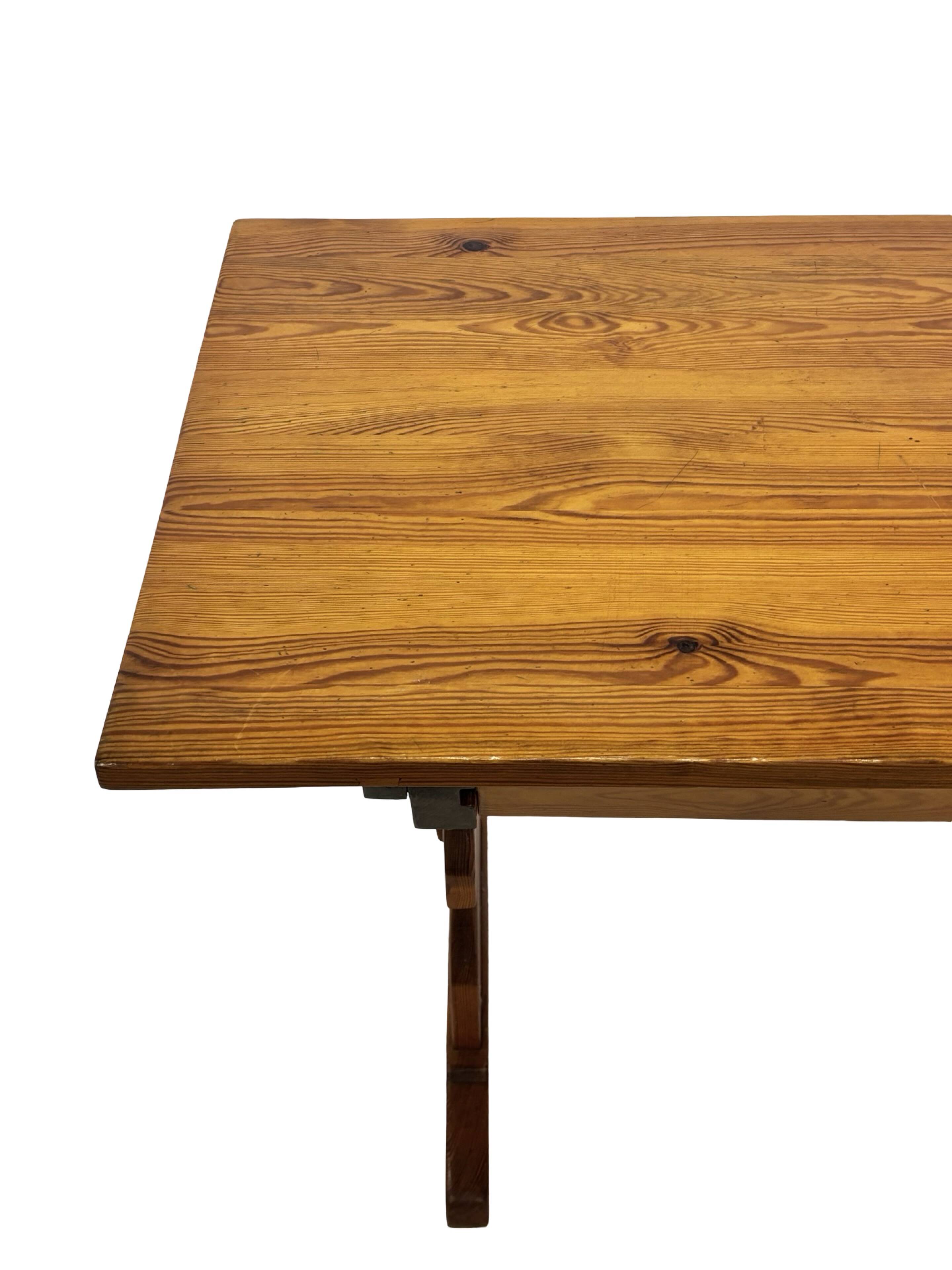 Vintage Pinewood Dining Table Desk with Drawer 60s Design