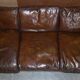 Restored leather mid-century modern low sofa