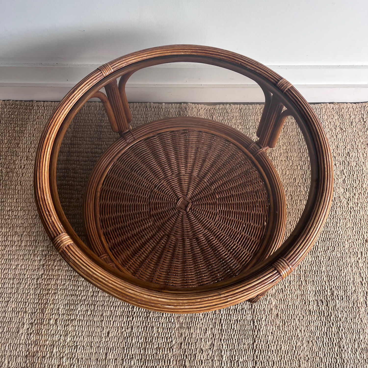 Rattan lounge set with 2 armchairs and a 'Palm Leaf' sofa from Vivai del Sud.