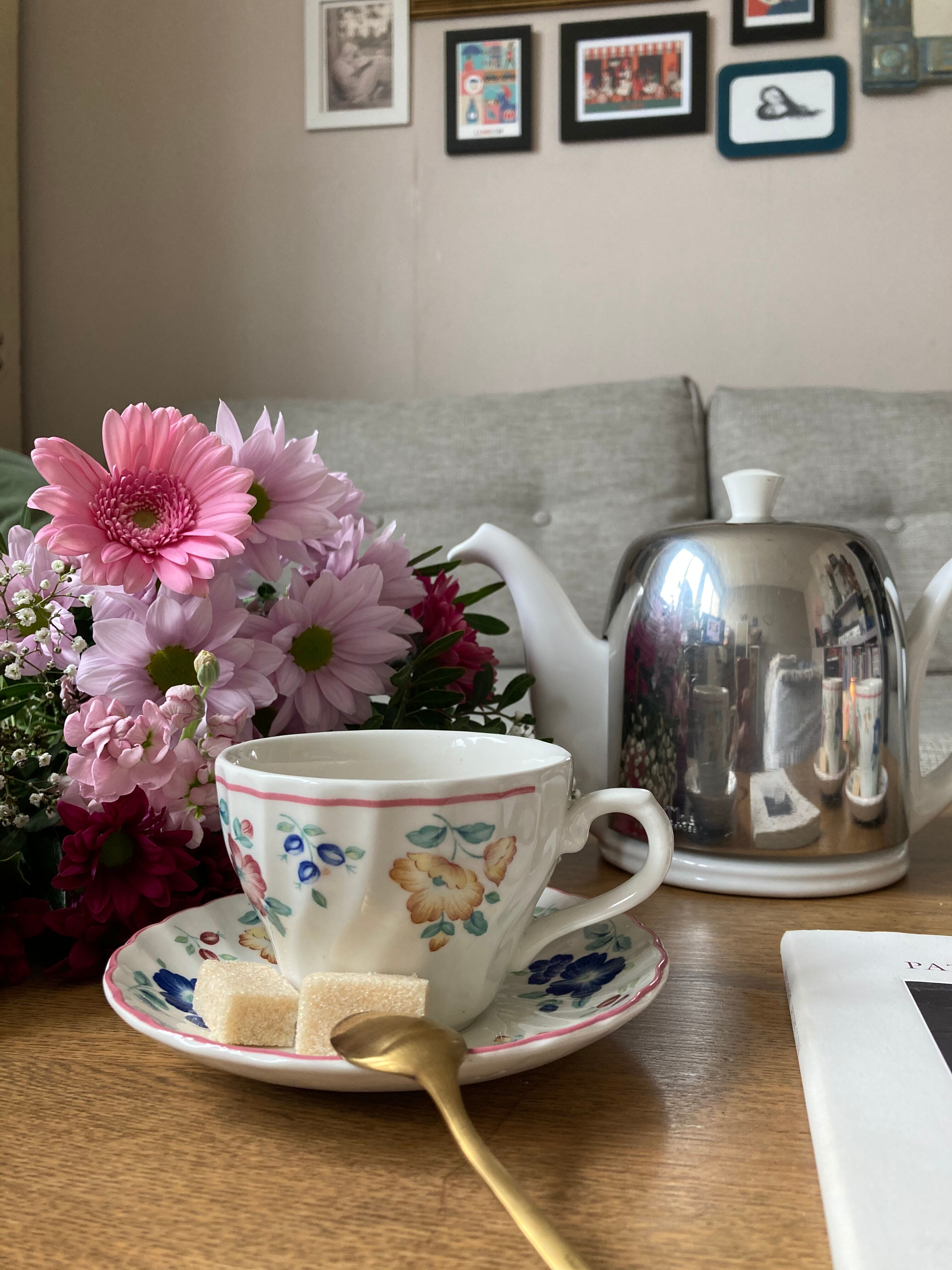 English flower porcelain tea service 6 people