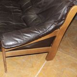 Brutalist Leather Sofa circa 1970